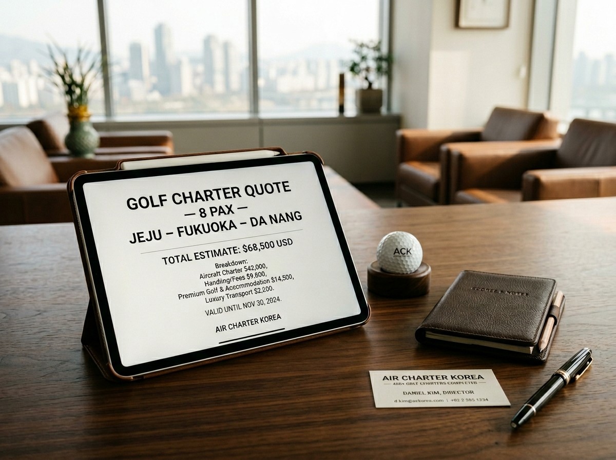 ACK free golf charter quote — Jeju Fukuoka Da Nang Phuket integrated golf package