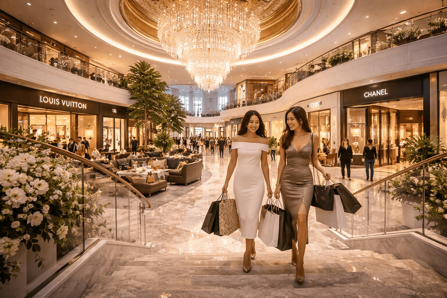 Luxury shopping atrium and upscale retail interior at a prime Sector 69 development