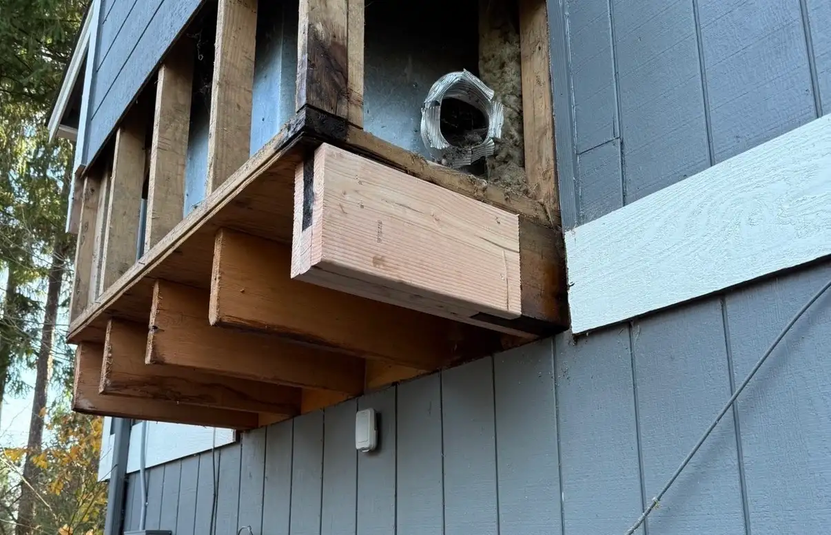 Exterior repair detail from a completed project