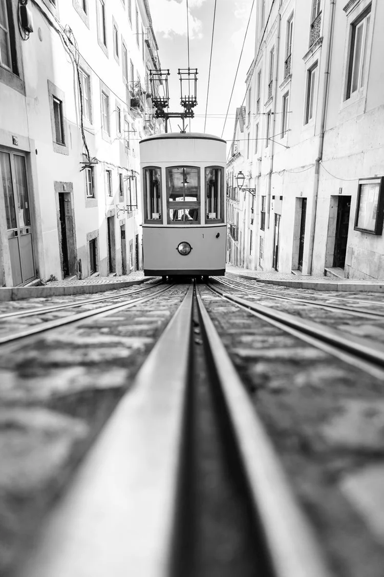 Classic Tram driving through Lisbon