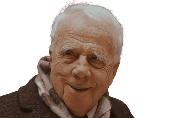 A warm, close-up portrait of Robert Frost, the celebrated American poet, known for his profound and accessible poetry. With a gentle smile, white hair, and expressive eyebrows, Frost’s face exudes wisdom and kindness. Dressed in a dark coat and scarf, his elderly appearance reflects a lifetime of literary contribution, including iconic works like The Road Not Taken and Stopping by Woods on a Snowy Evening.