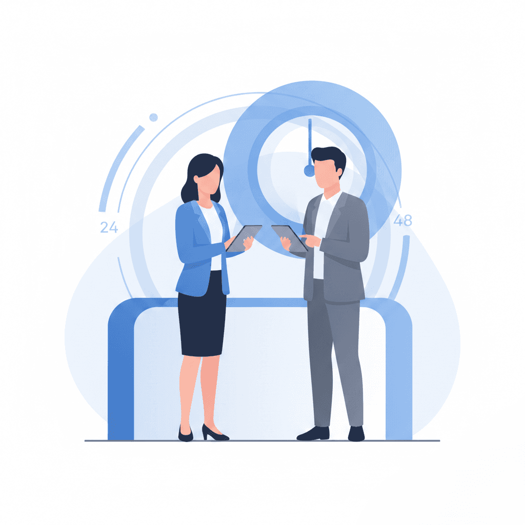 Sales professional closing a deal through timely follow-up after a trade show conversation