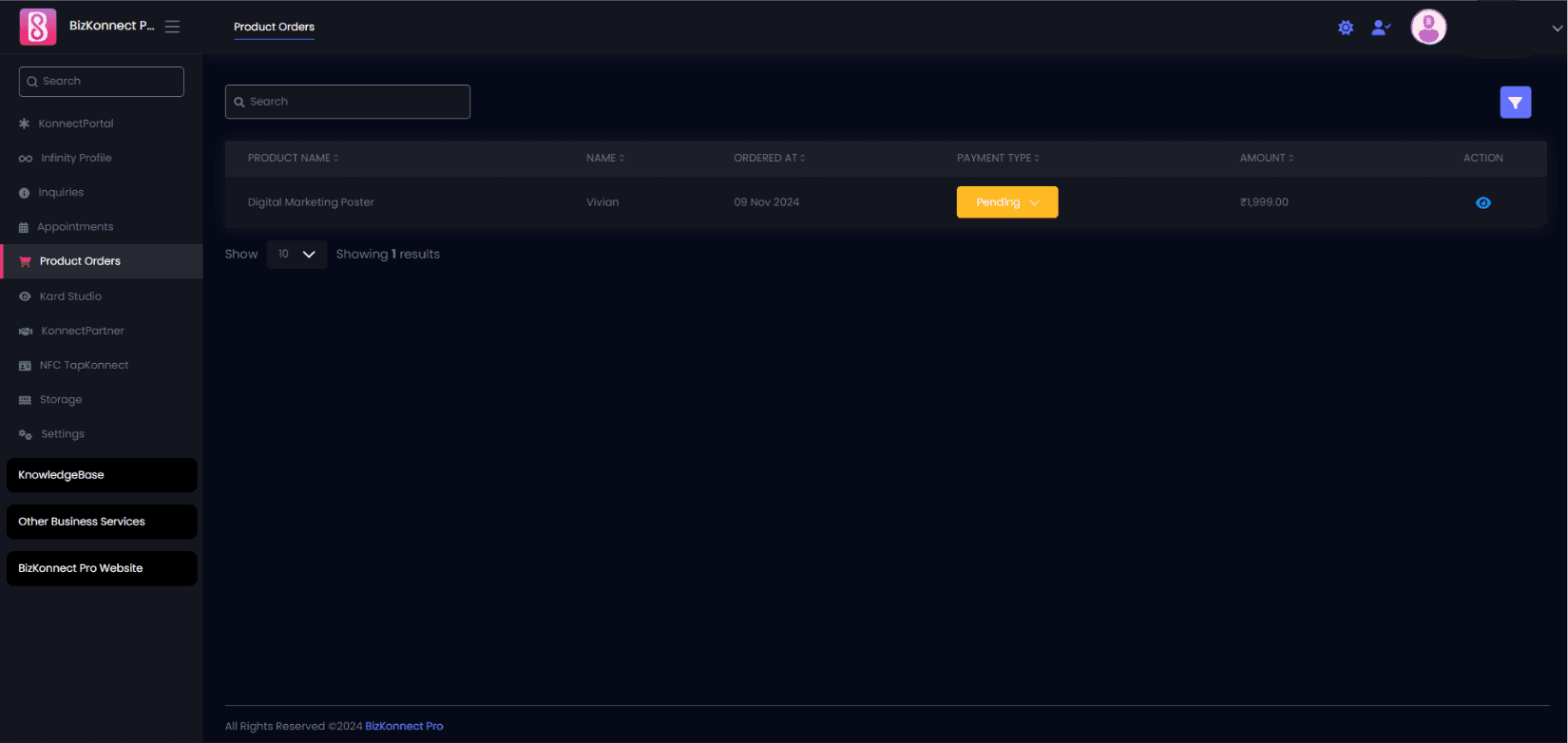 Product Order Dashboard