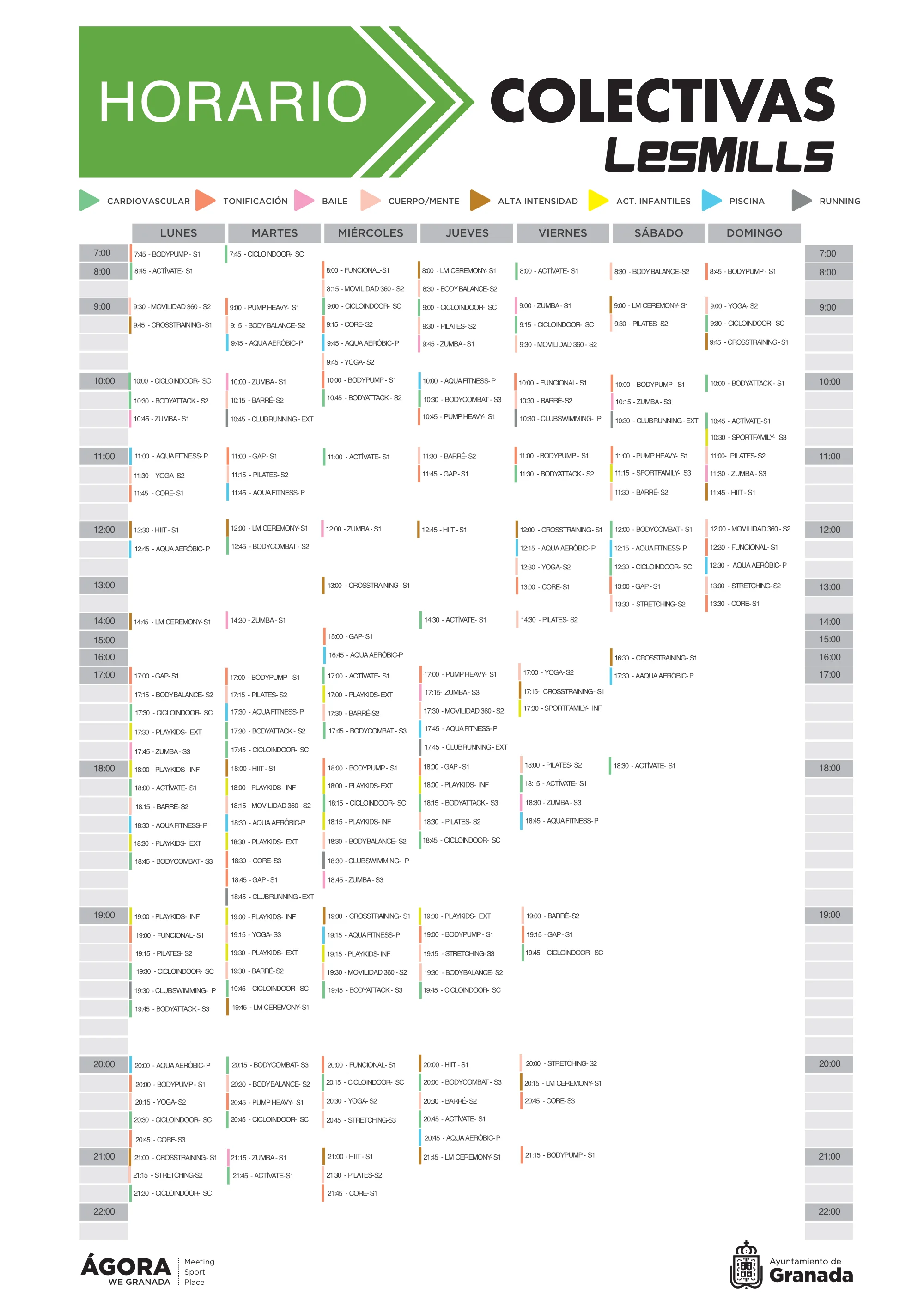 horario de actividades de ágora we granada