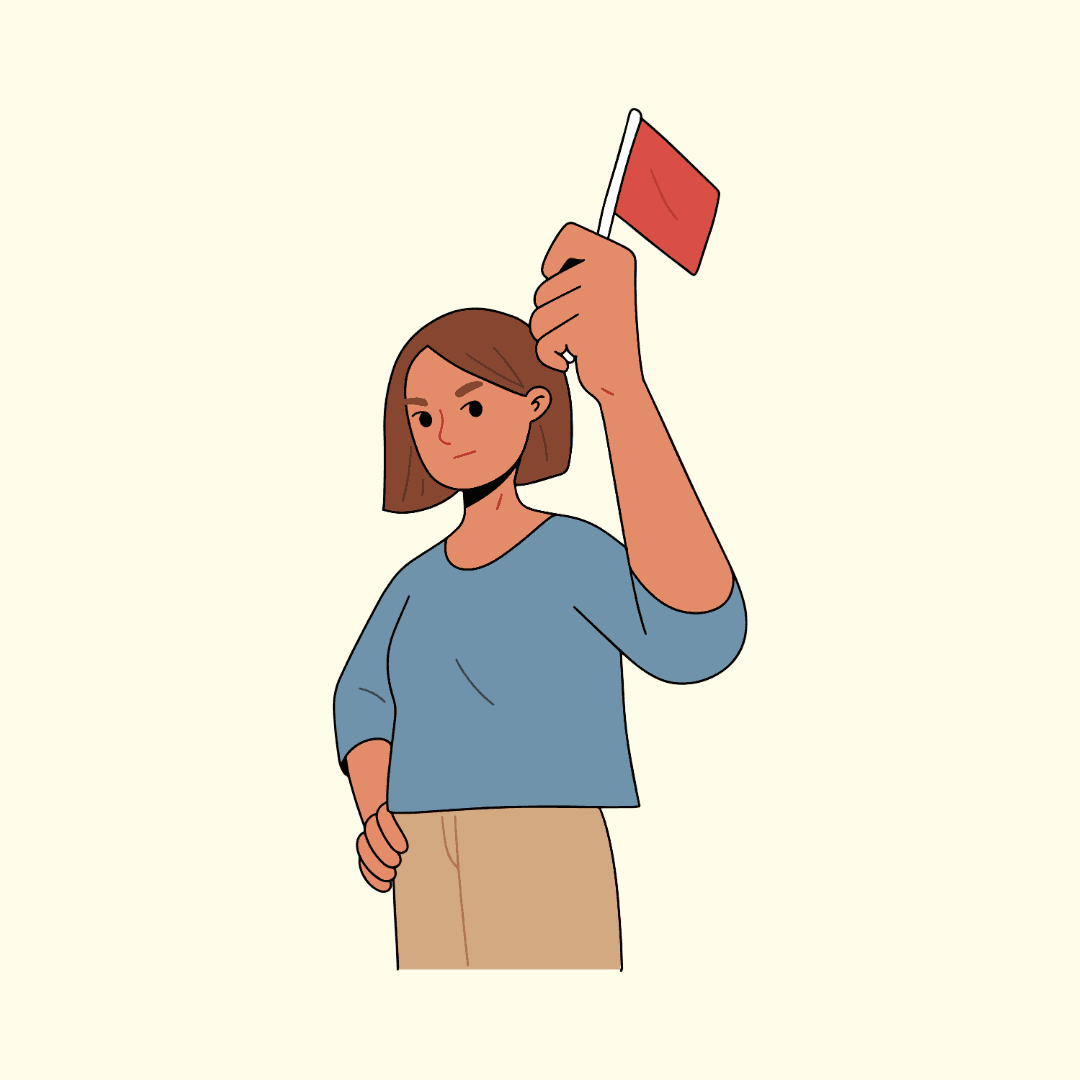 Woman holding a redflag
