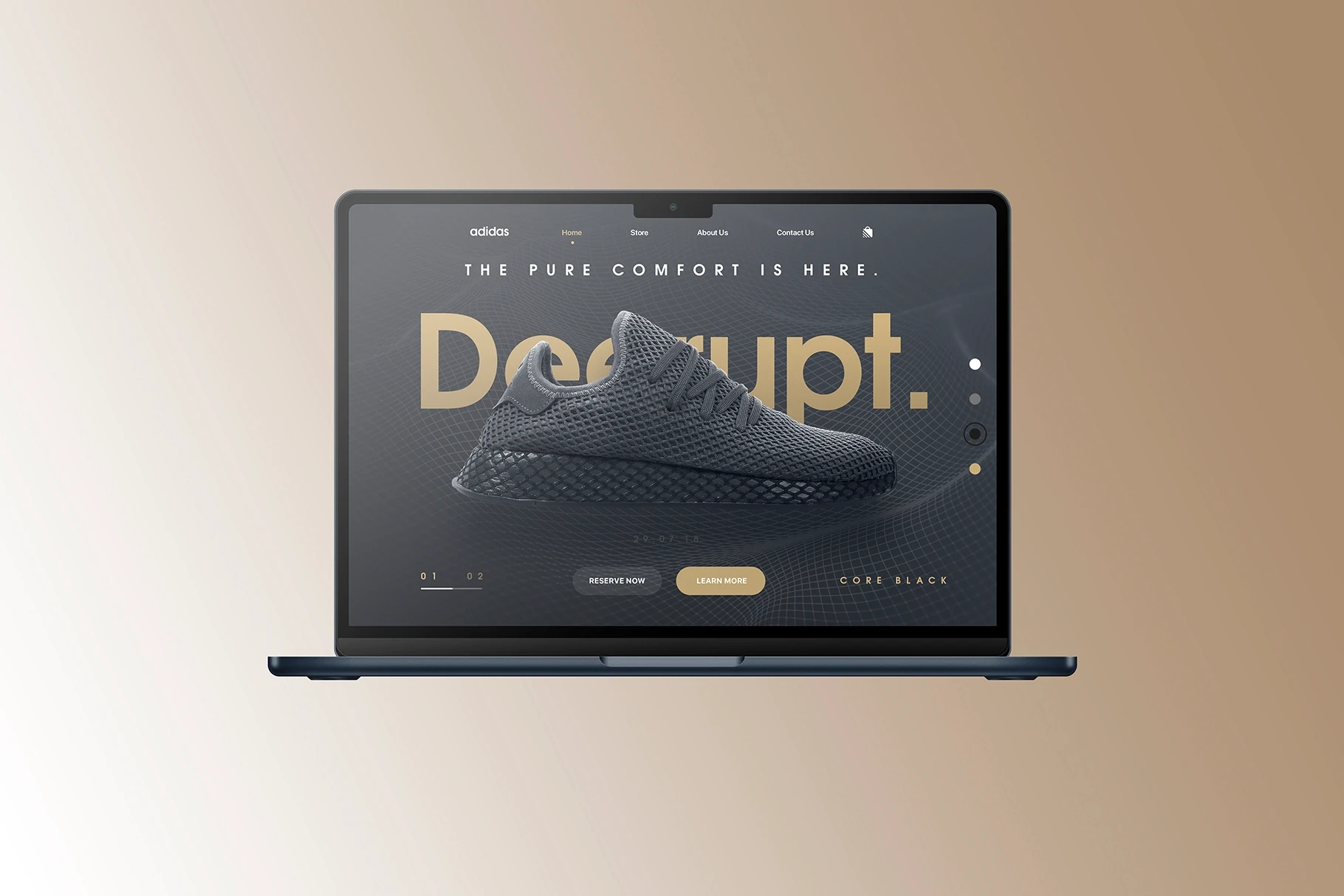 MacBook Air mockup presenting a modern landing page web design.
