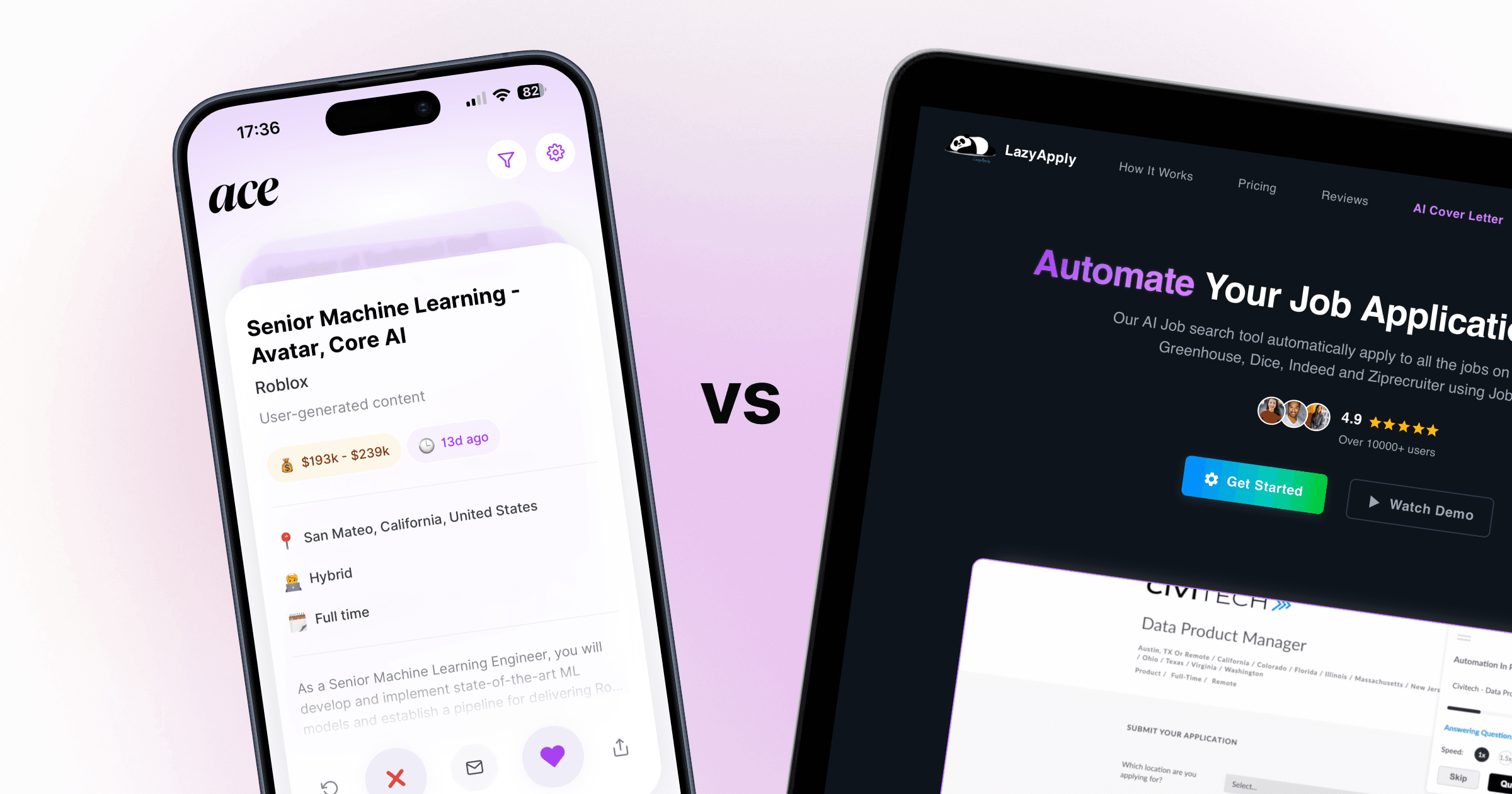 Ace app screen showing a tailored resume, illustrating using AI to write your resume.