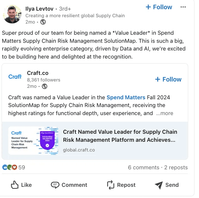 Craft.co Social Media Marketing Strategy CEO on LinkedIn