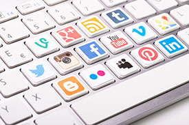 Social Media Icons on Computer Keys
