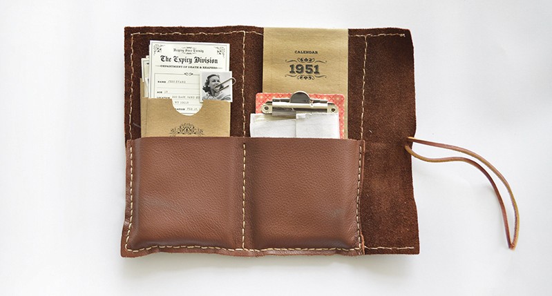 vintage pouch with documents