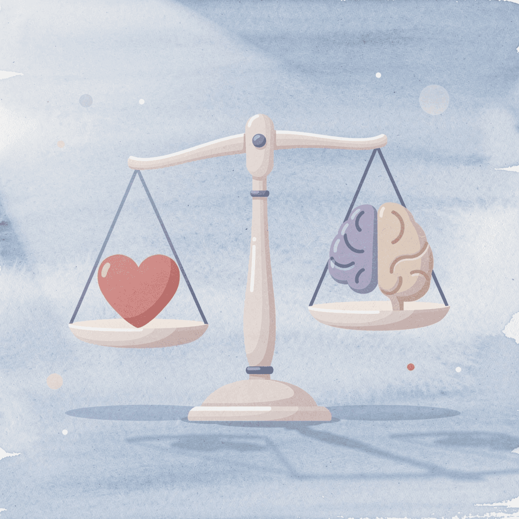Balance scale showing structure versus creative freedom