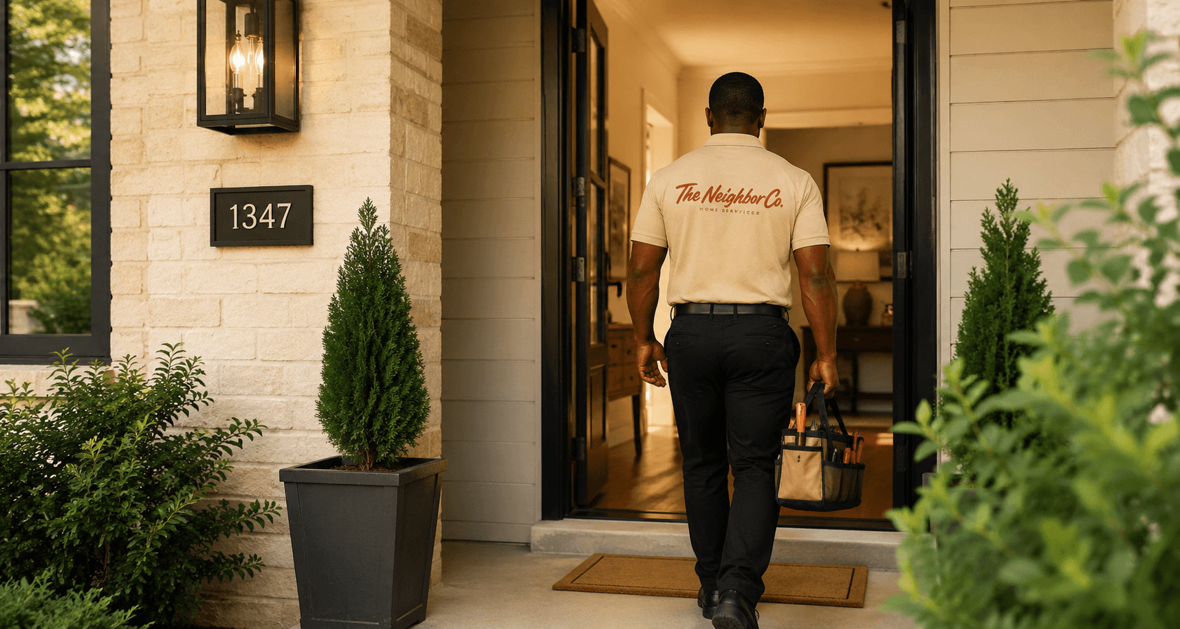 The Neighbor Co handyman arriving at a Minneapolis home ready for home services