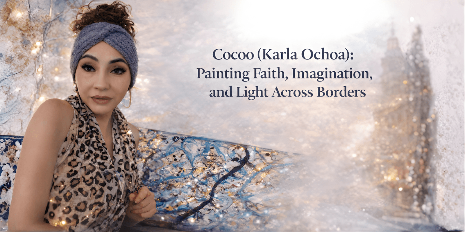 Cocoo (Karla Ochoa) in a cozy setting, showcasing her artistic journey blending faith, imagination, and creative expression."