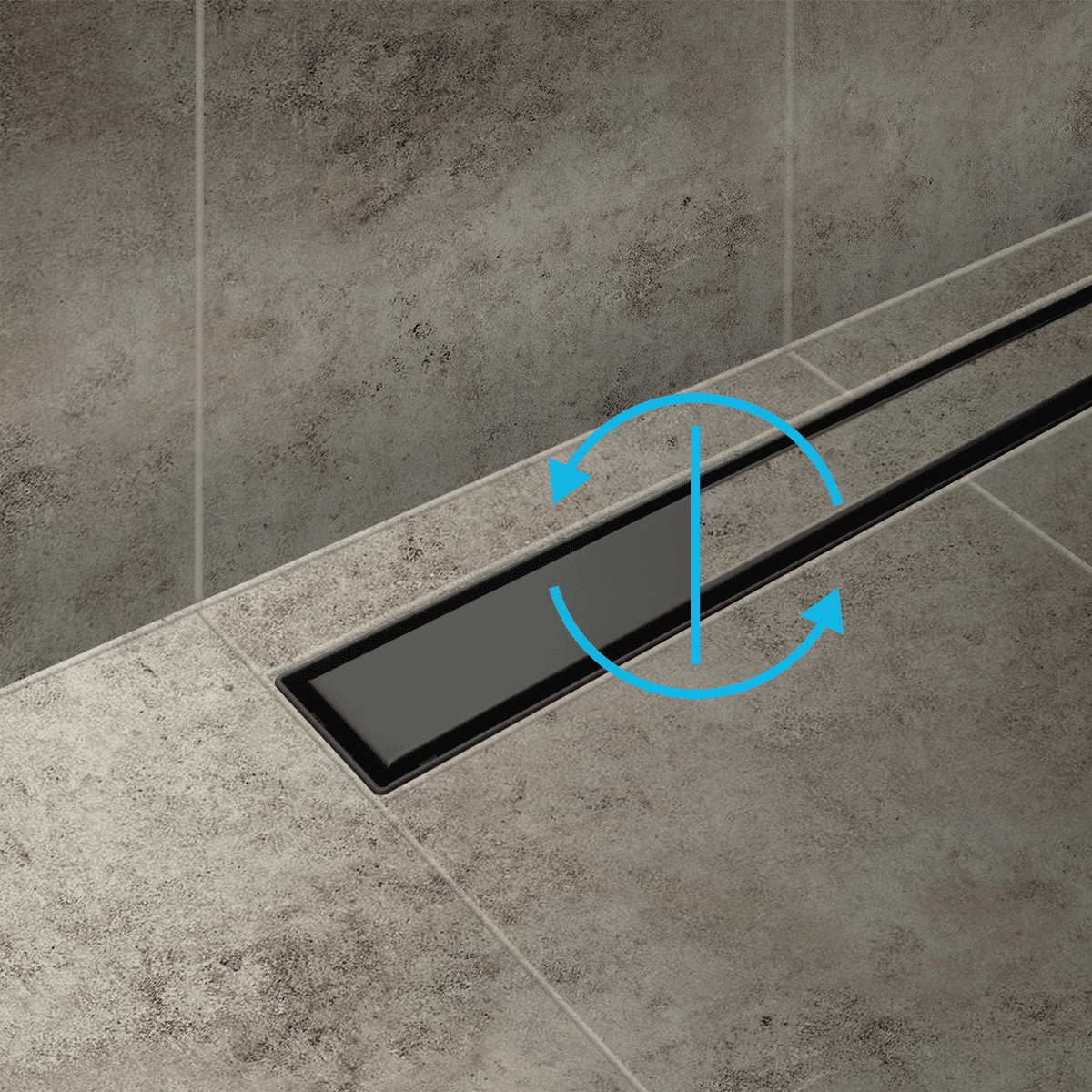 Dynamic Way douchegoot 70x7cm met tegelr + blind zwart rvs