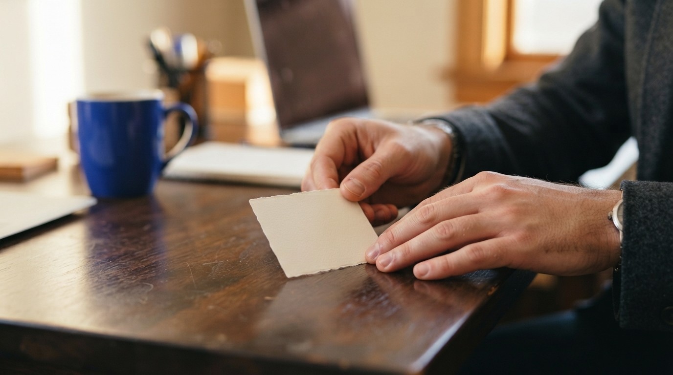 Hands working on a landing page strategy at a desk