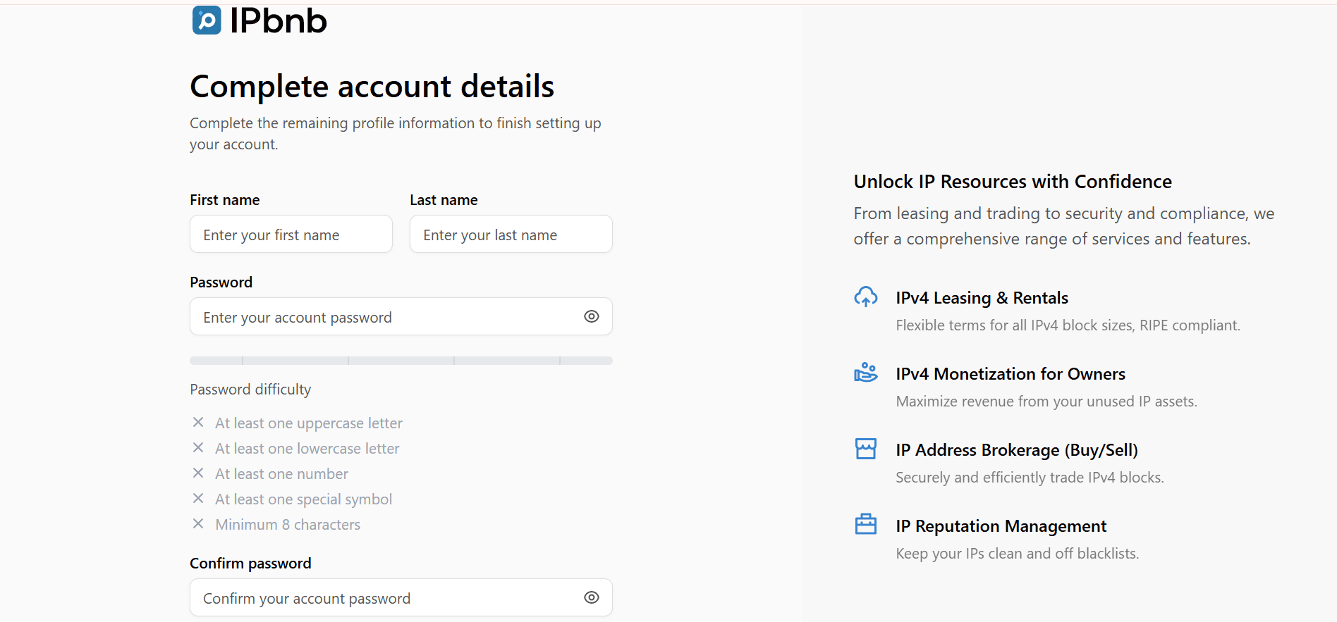 IPbnb account details