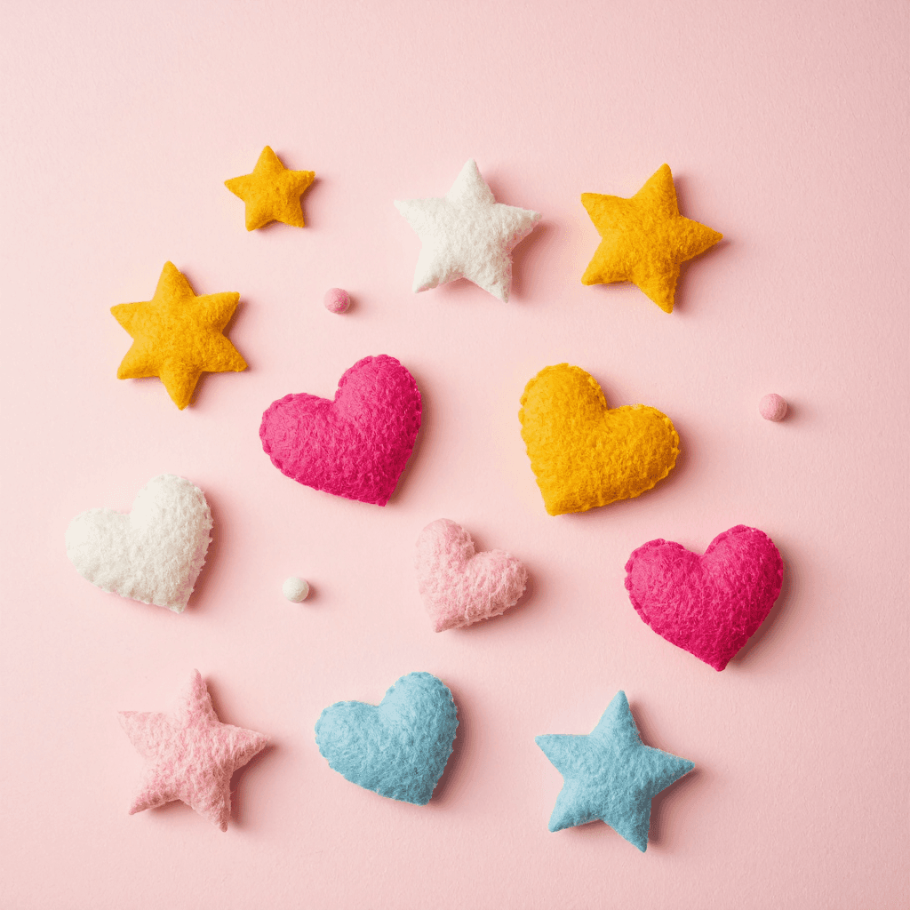 product photography of felt shapes