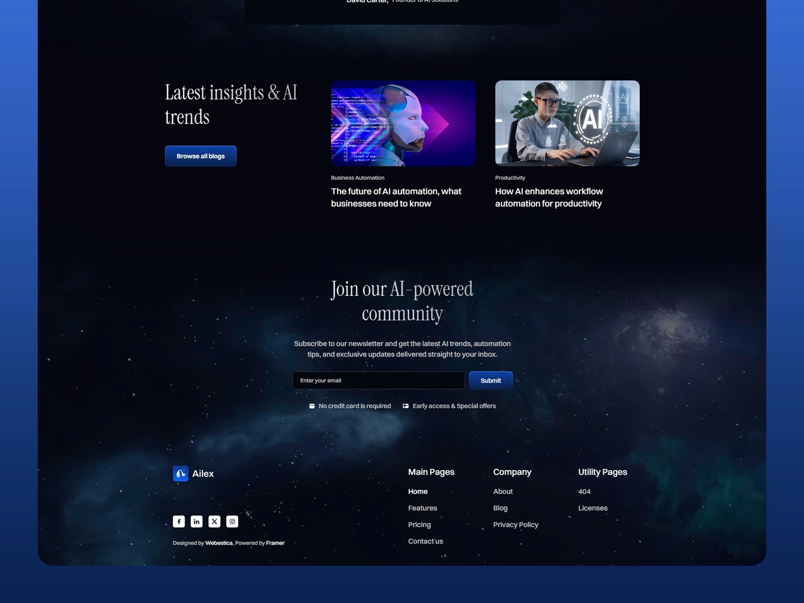 Ailex — 高级暗黑现代 AI 产品官网设计灵感