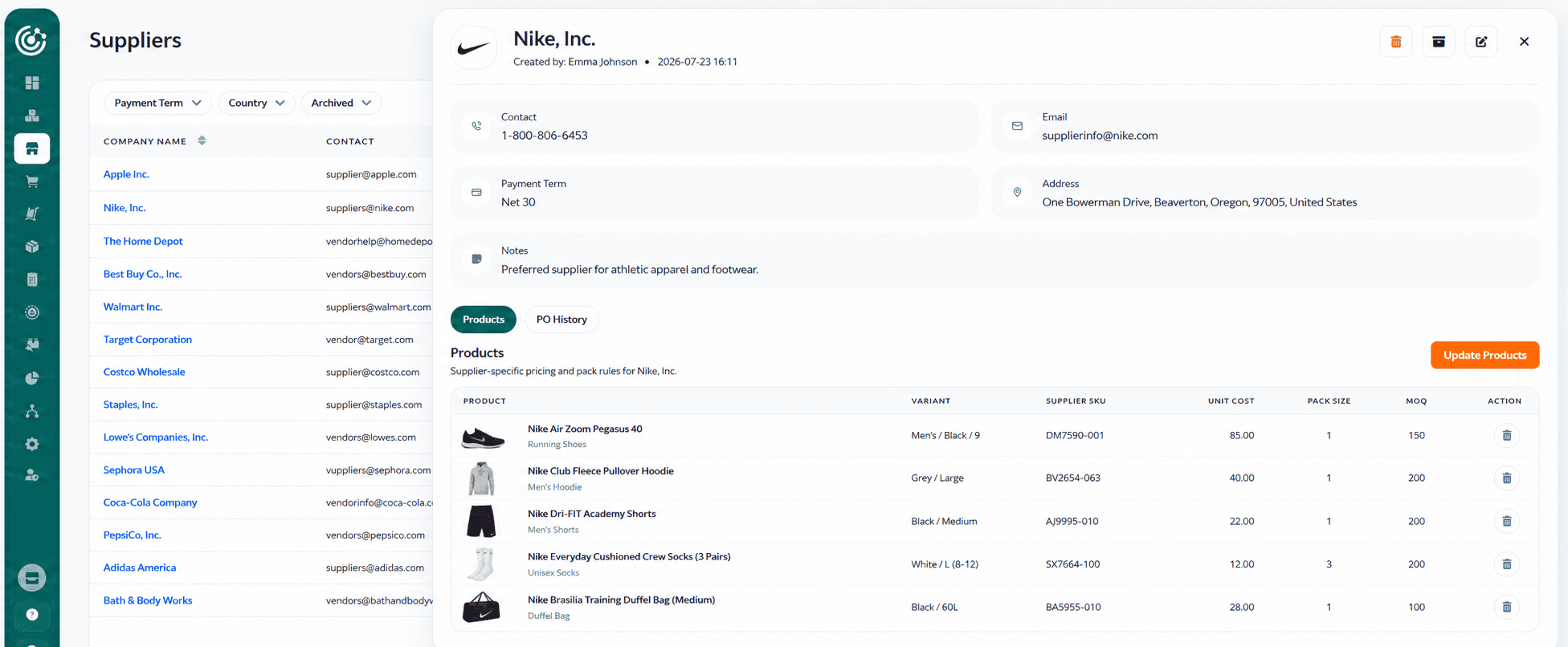 Supplier and Purchase Order history in channelbay