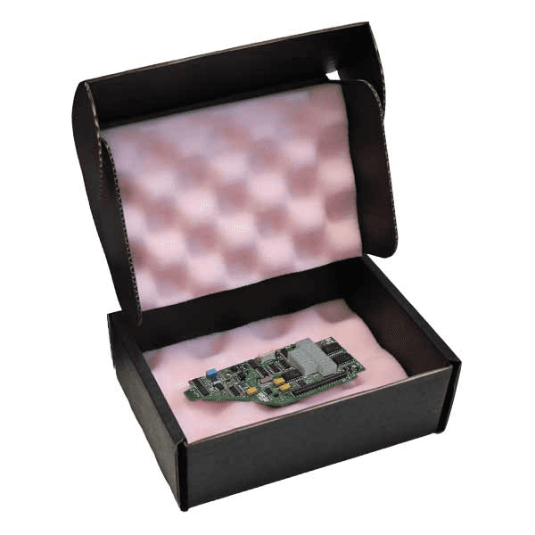 Engineer working closely with electrical equipment protected with ESD safety