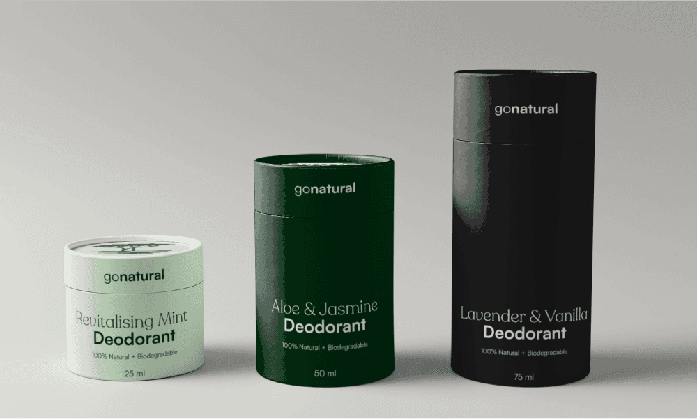 Natural deodorant packaging.
