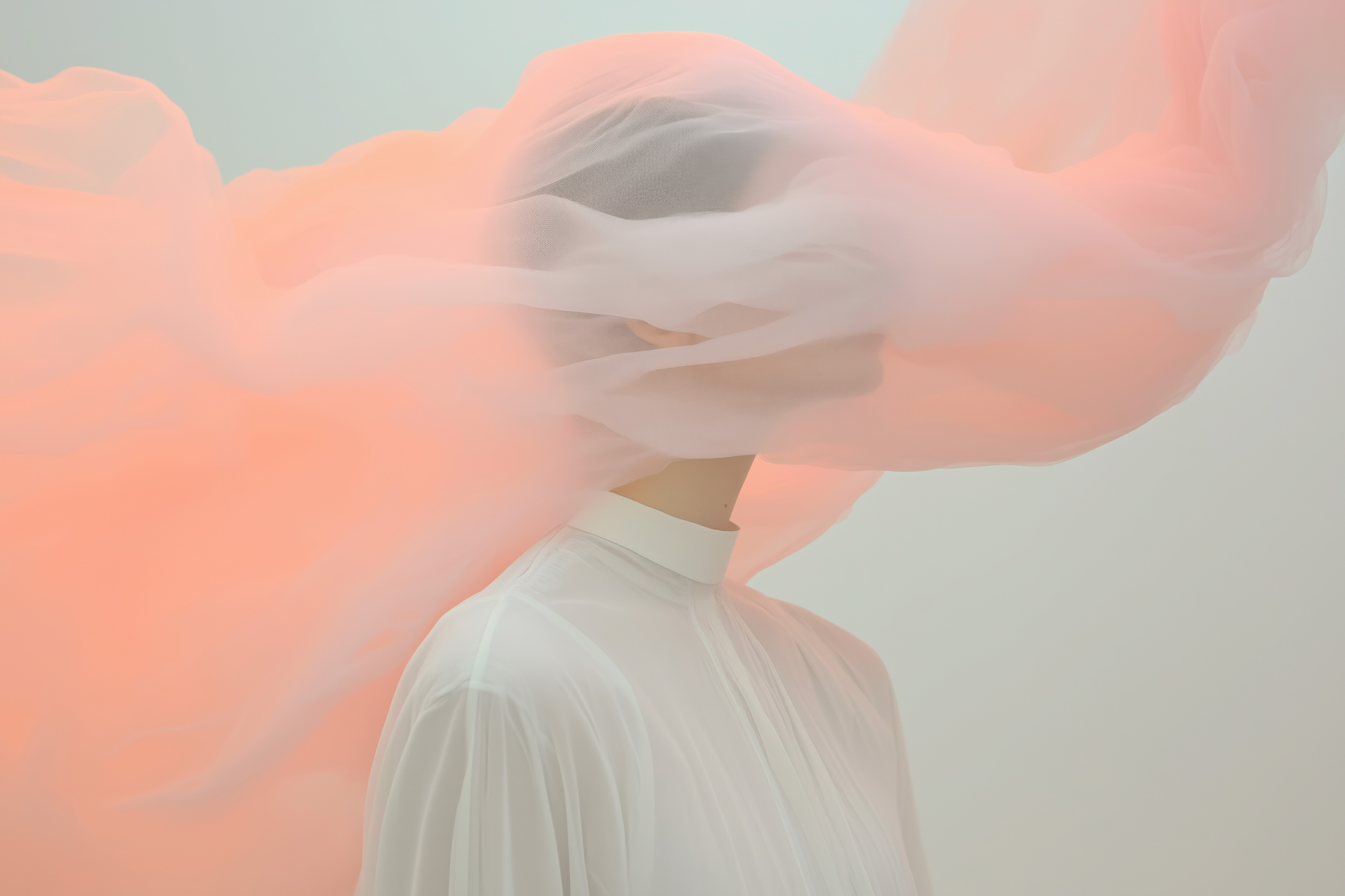 Abstract portrait with flowing textures symbolizing slowing down, self-listening, and emotional balance.