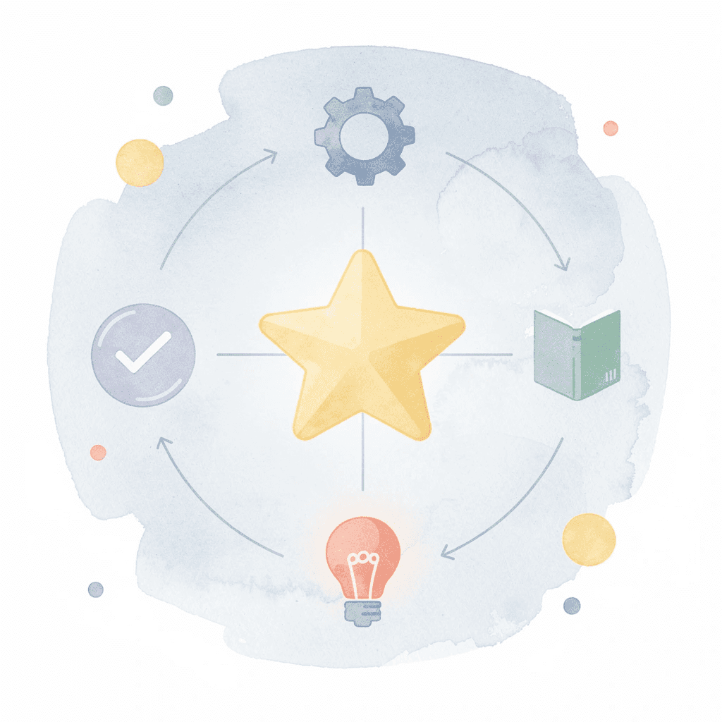 Hub diagram showing core curriculum surrounded by supplemental learning activities