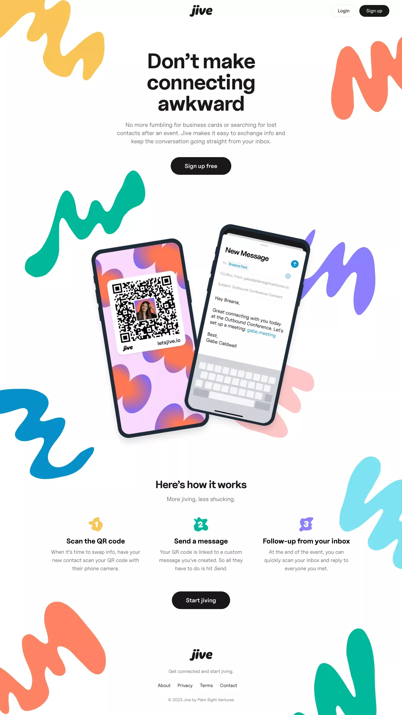 Let's Jive landing page screenshot showcasing Tech design