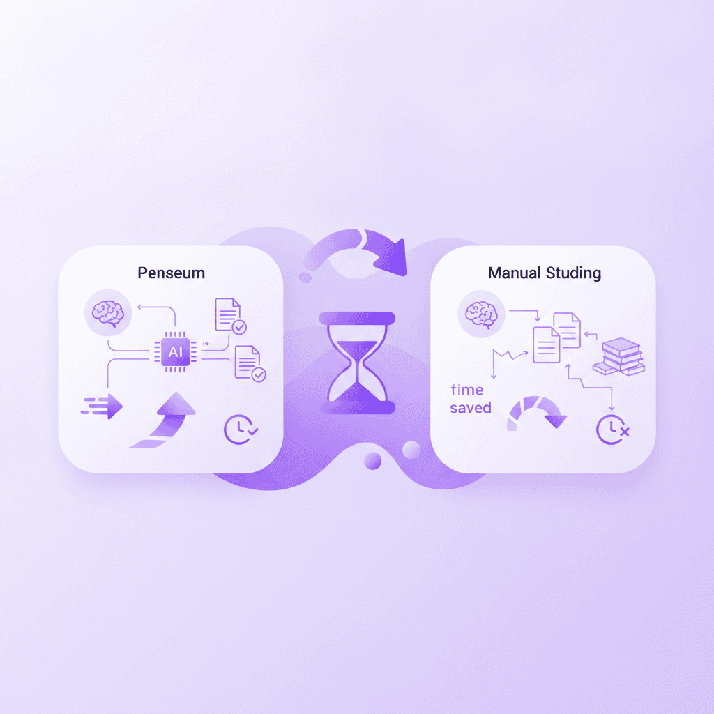 Comparison of Penseum AI study tools versus manual study methods