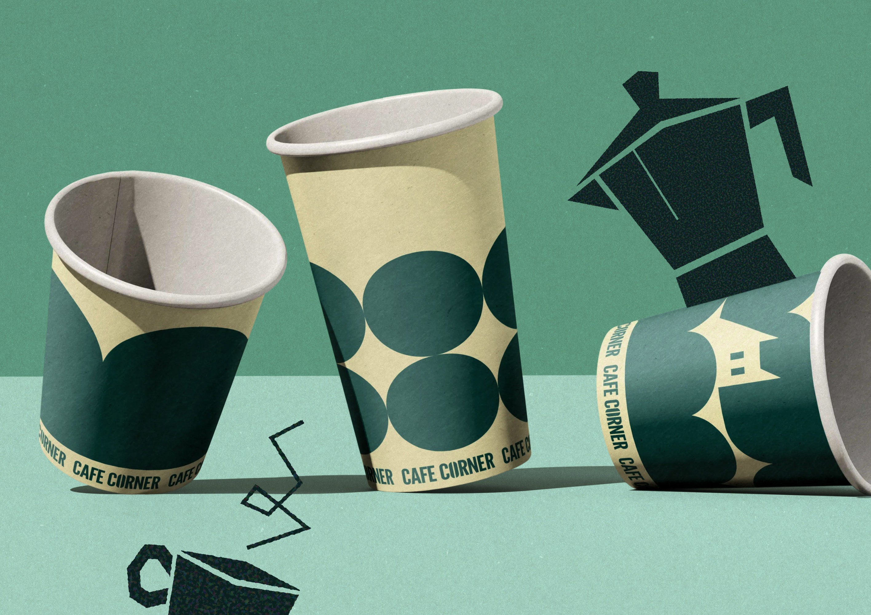 presentation design branding cococream design identite visuelle complete couleurs fraiches et coherentes. Elements graphiques verts pomme avec cupcakes, douille et logo violet myrtille page 1