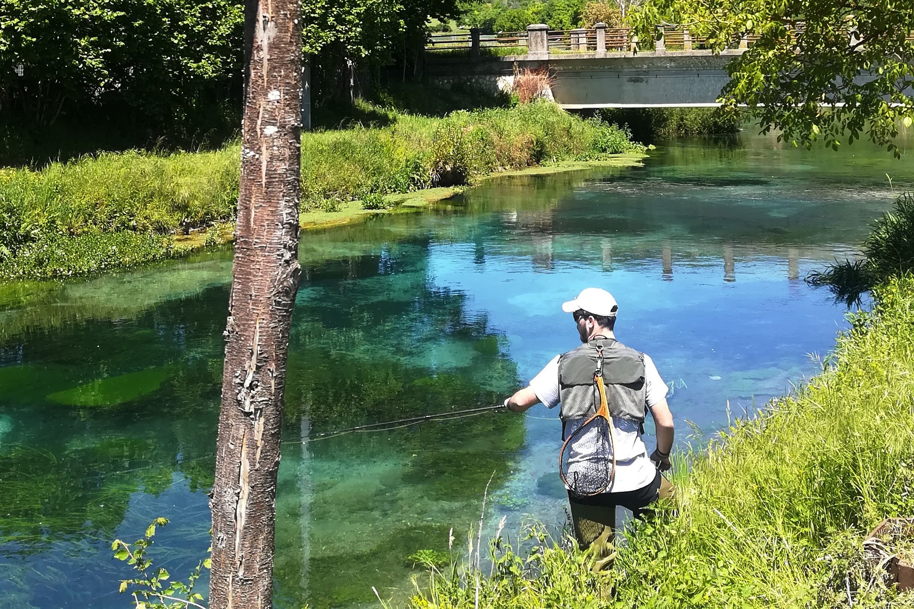 Fly fish on the Santa Susanna chalk stream in Lazio with expert guides. Enjoy trout fishing near Rome and savor delicious food and wine. Learn dry fly, streamer, and nymph fishing techniques. Perfect for an exquisite Italian excursion.