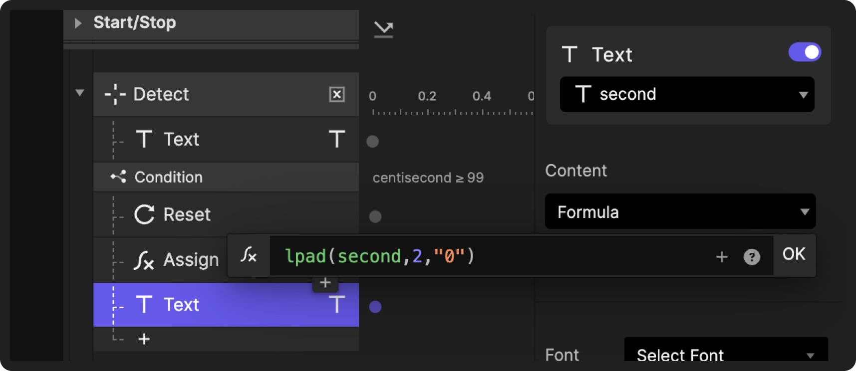 adding a Text response linked to the "second" text.
