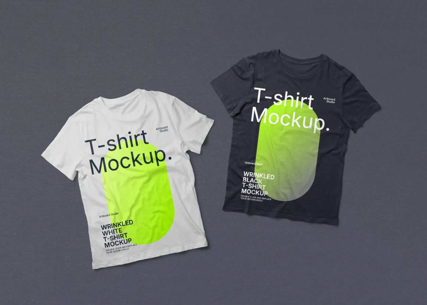 Black and white T-shirt mockups next to each other