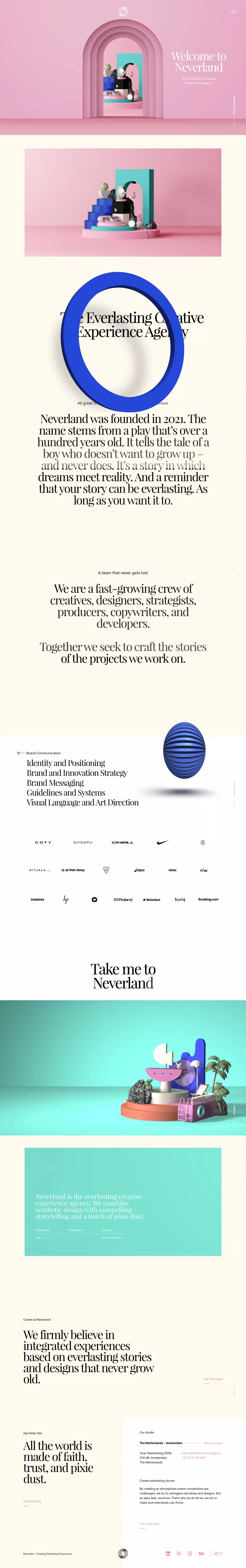 Neverland portfolio page screenshot showcasing Design and Tech design