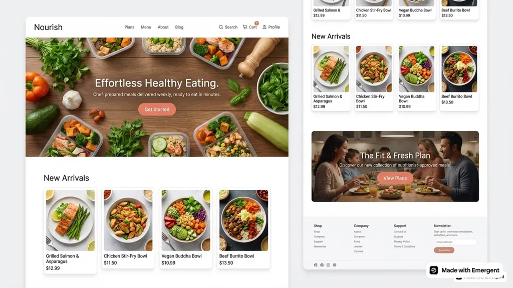 Meal Prep Website Made with Emergent