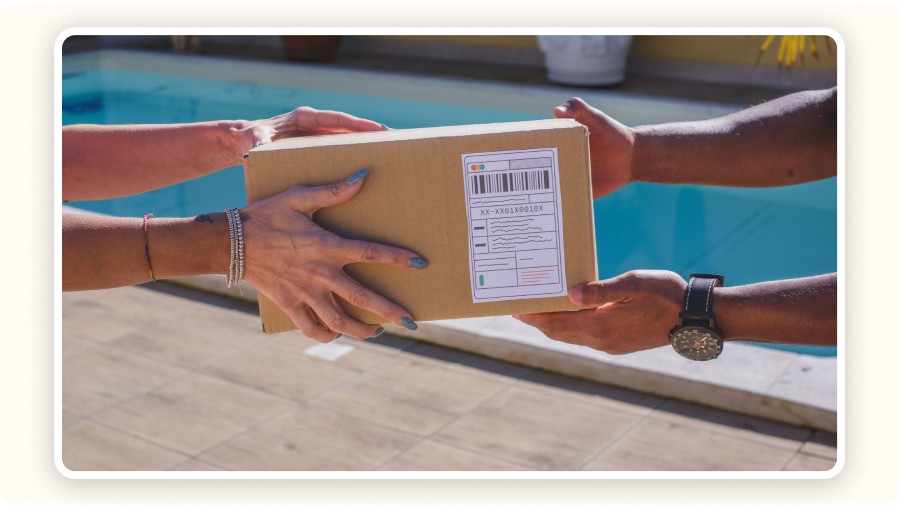 Hands giving&nbsp; a box