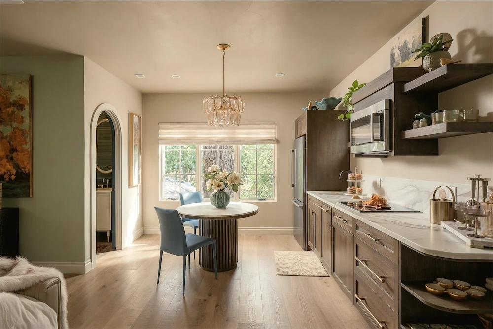 Dining area with full-height windows at 1408 Cliffbrook Drive