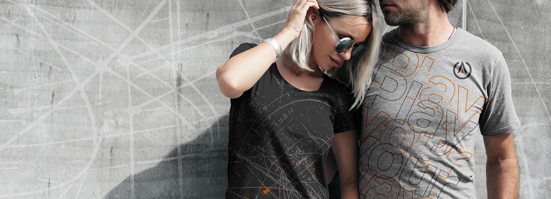Two people in artfully branded Power A t-shirts
