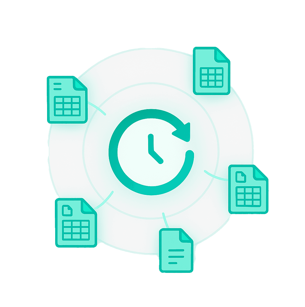 Illustration showing team members connected in real time.