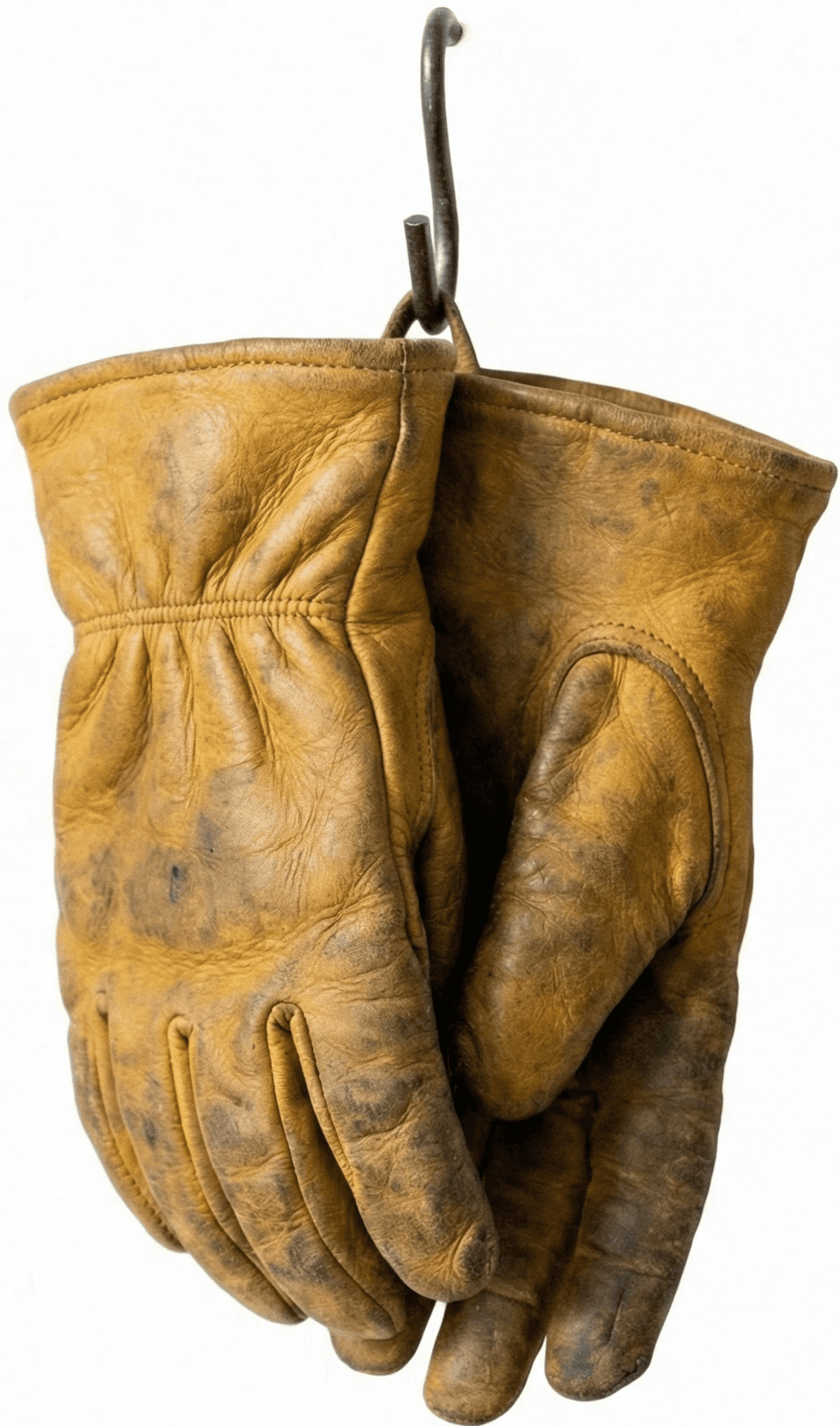 Pair of vintage gardening gloves hanging
