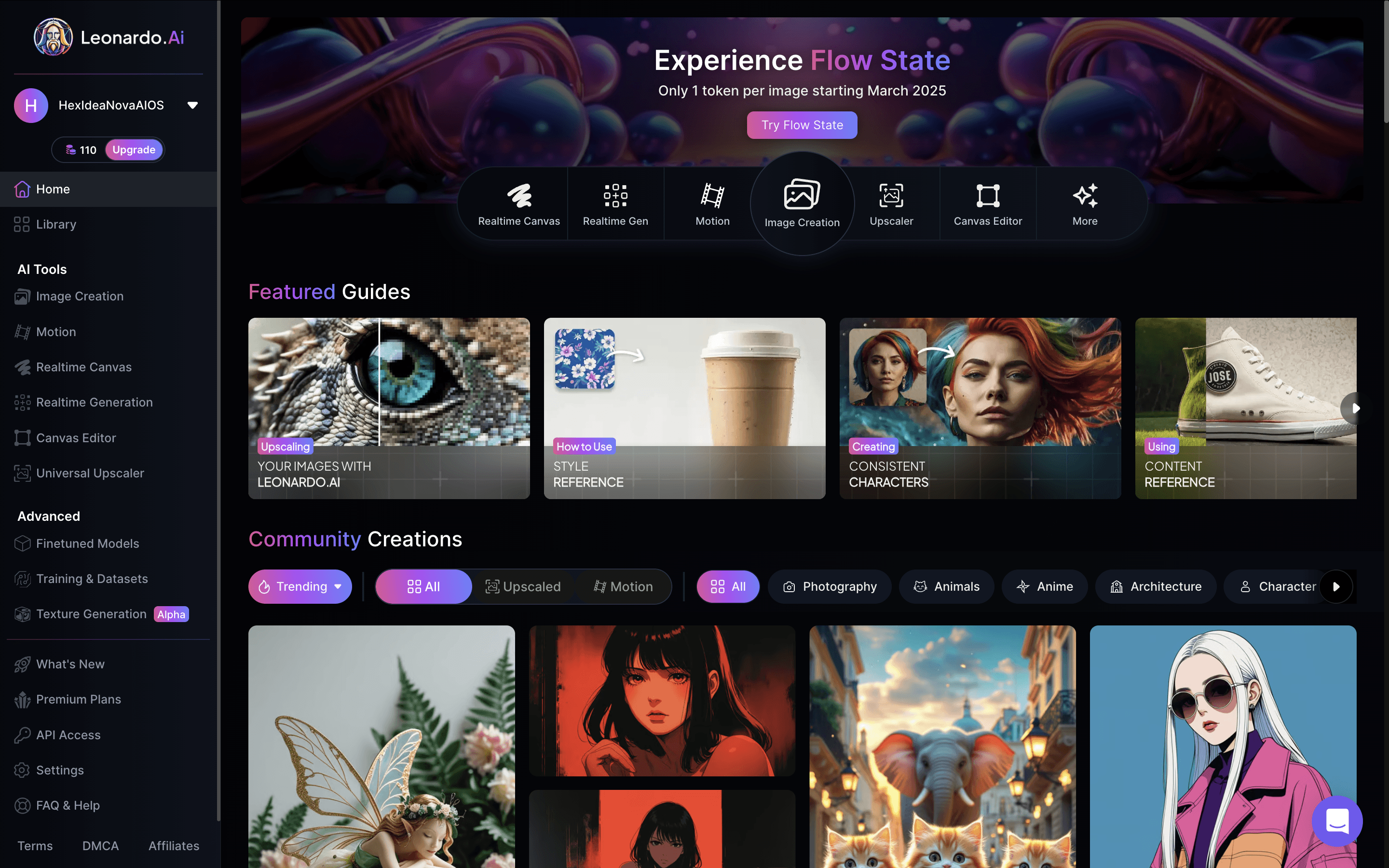 Screenshot van interface Leonardo AI