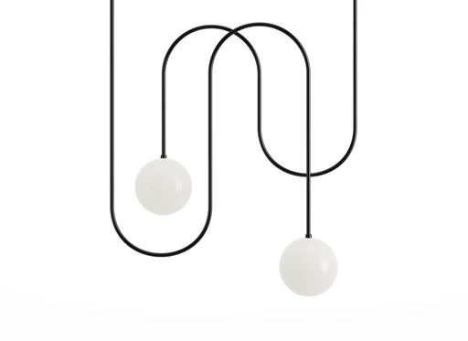 Metal structure with opaline spheres for a contemporary lamp