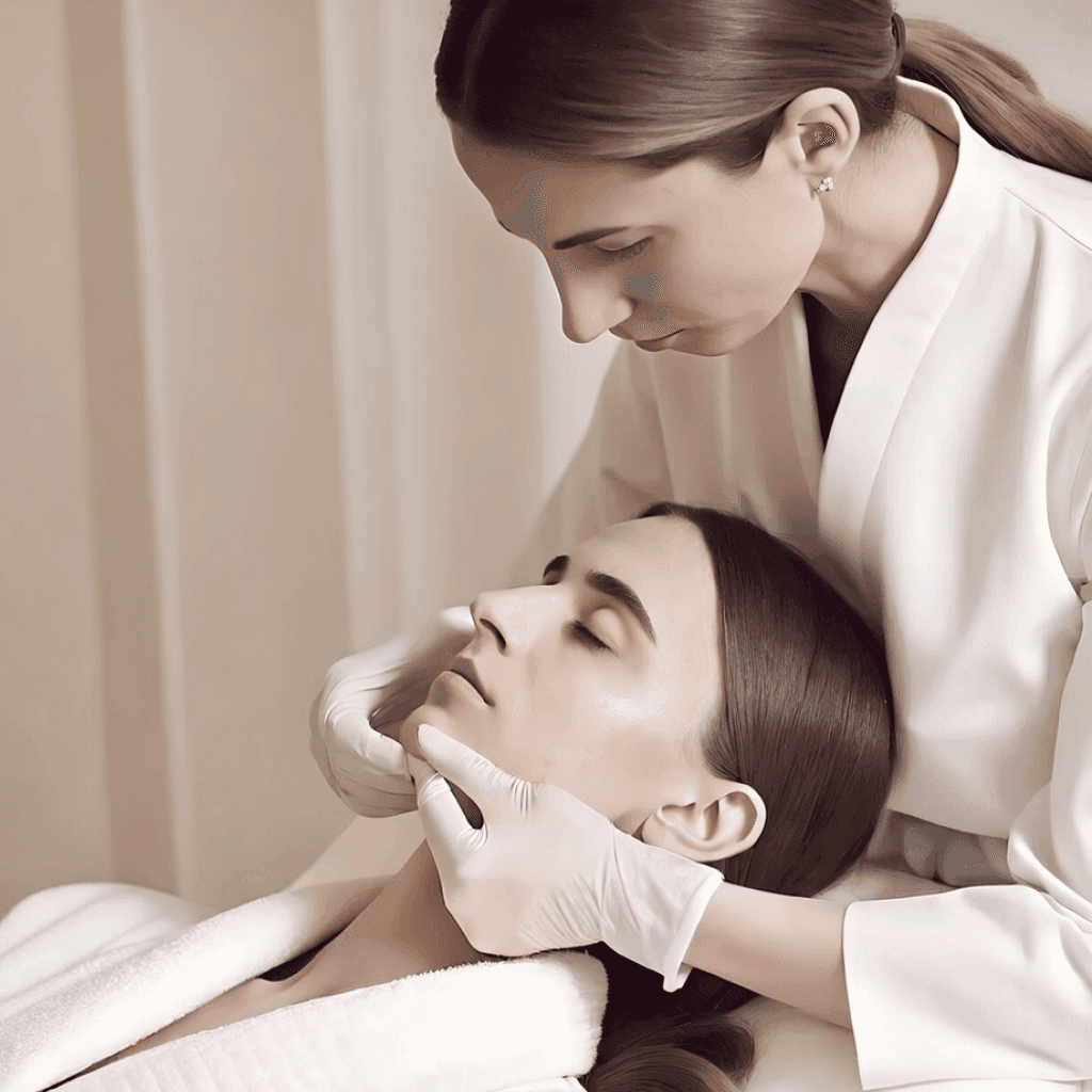 Jawline Filler Treatment Being Performed