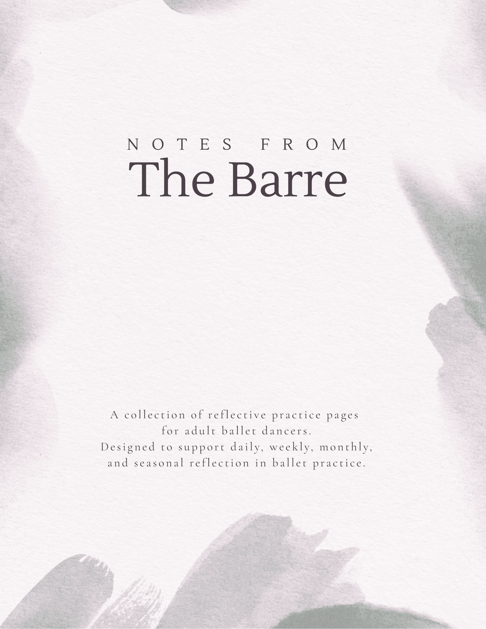 Printable ballet journal page for adult dancers with soft watercolor border