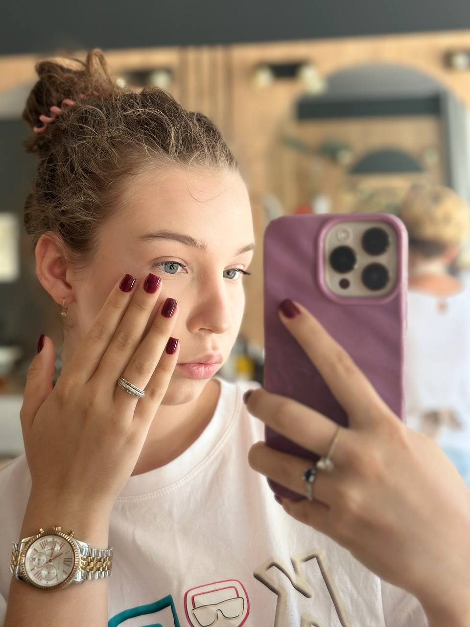 a woman wearing headphone