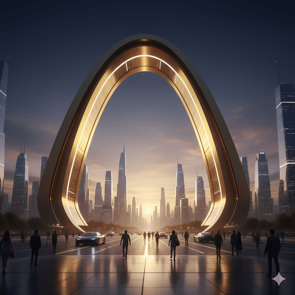 Grand entrance lobby and architectural gateway of premium high-rise apartments in Sector 113