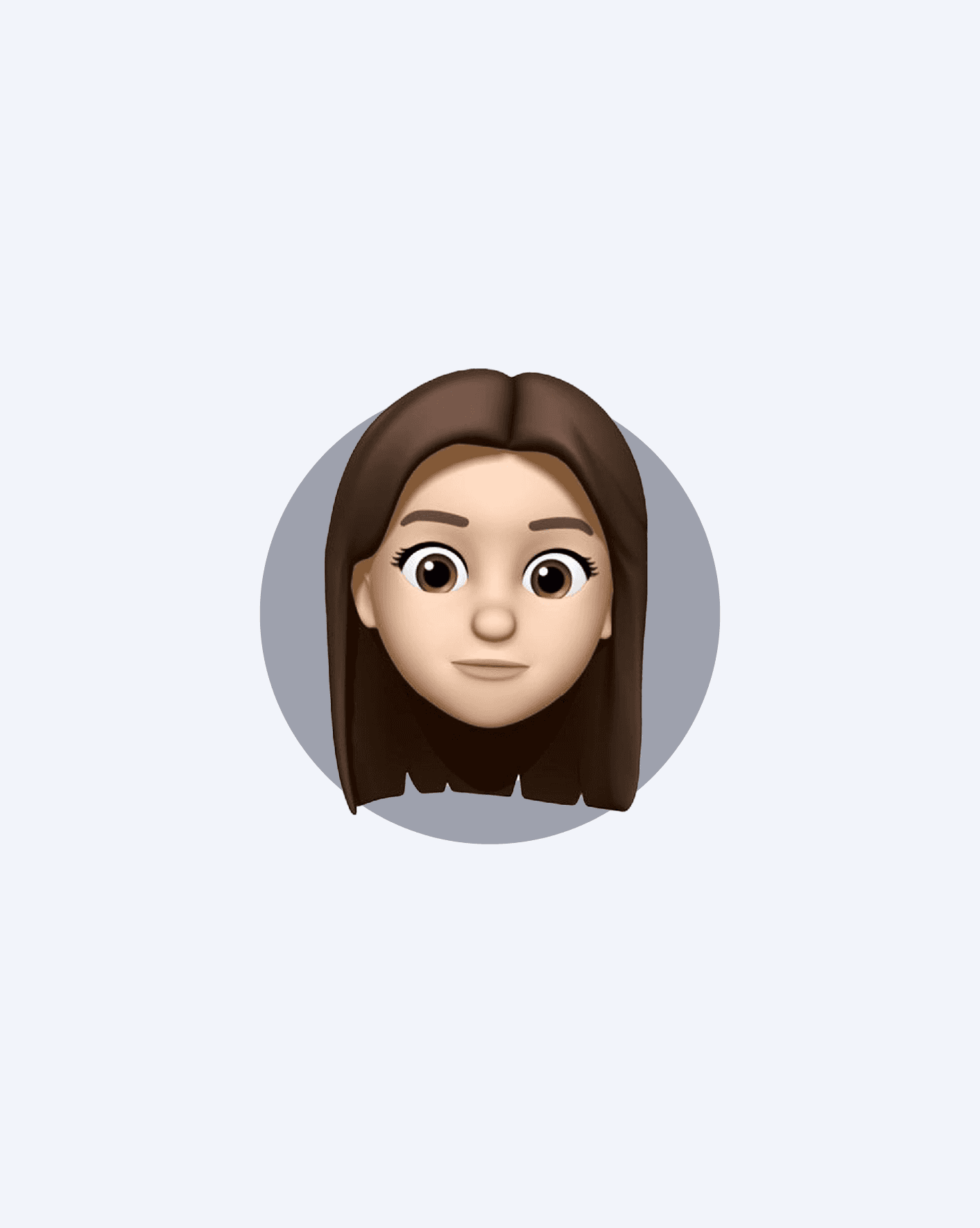 Emoji de femme avec des cheveux bruns, les yeux grands ouverts et un visage neutre