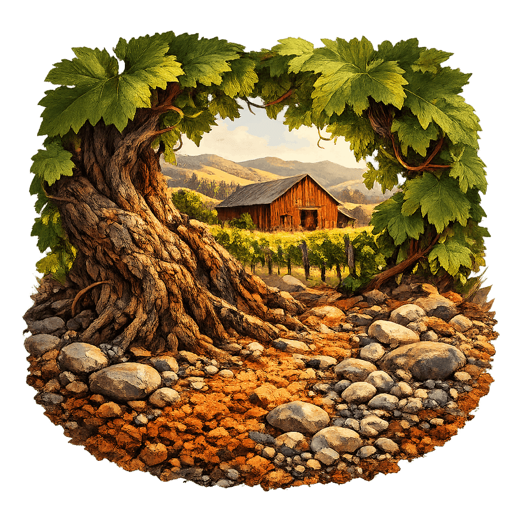 Detailed graphic of the Dry Creek Valley wine region.