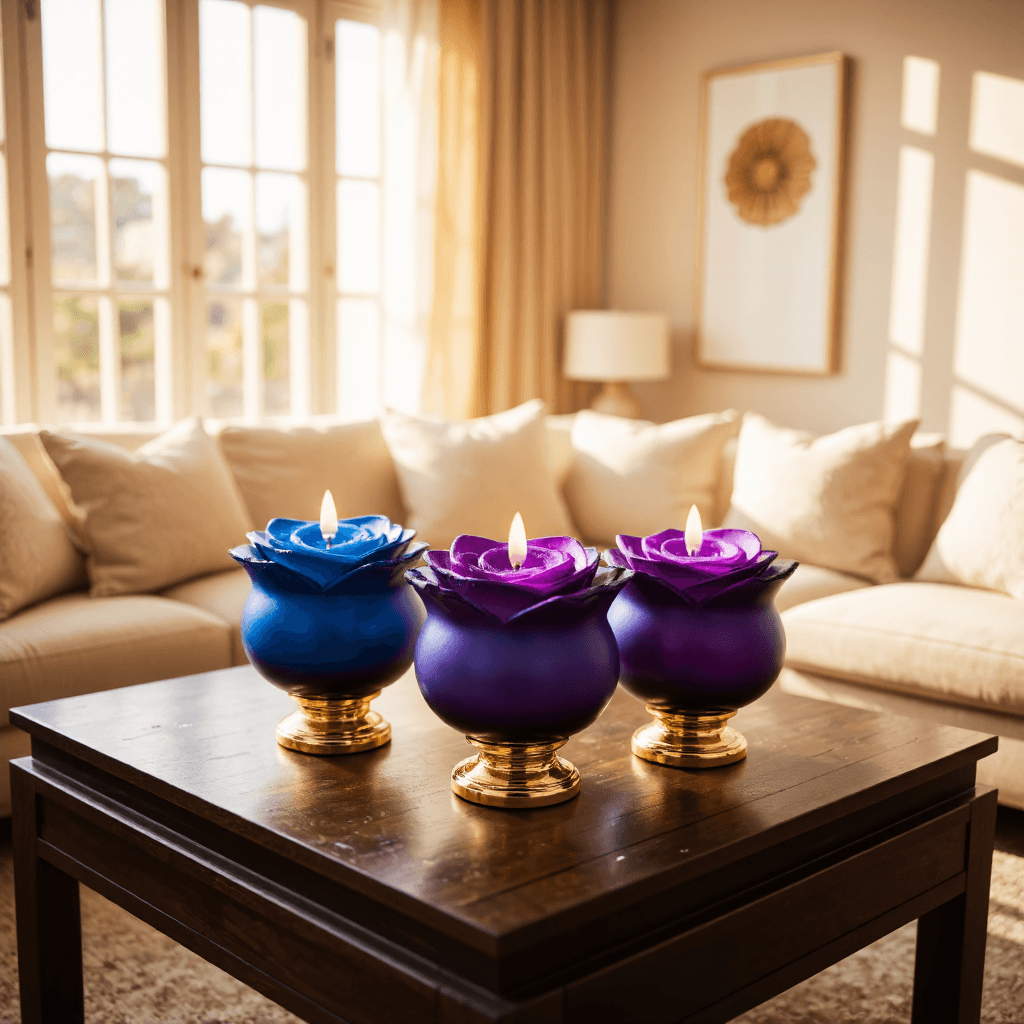 product photography of set of decorative candles