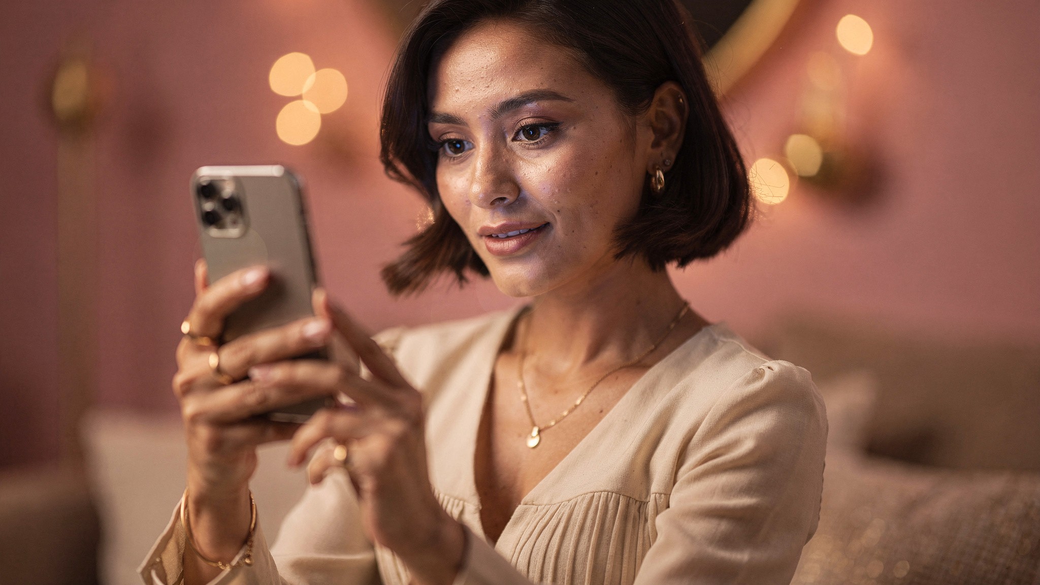 Lifestyle creator tapping through a vertical 9:16 Instagram Story on her phone